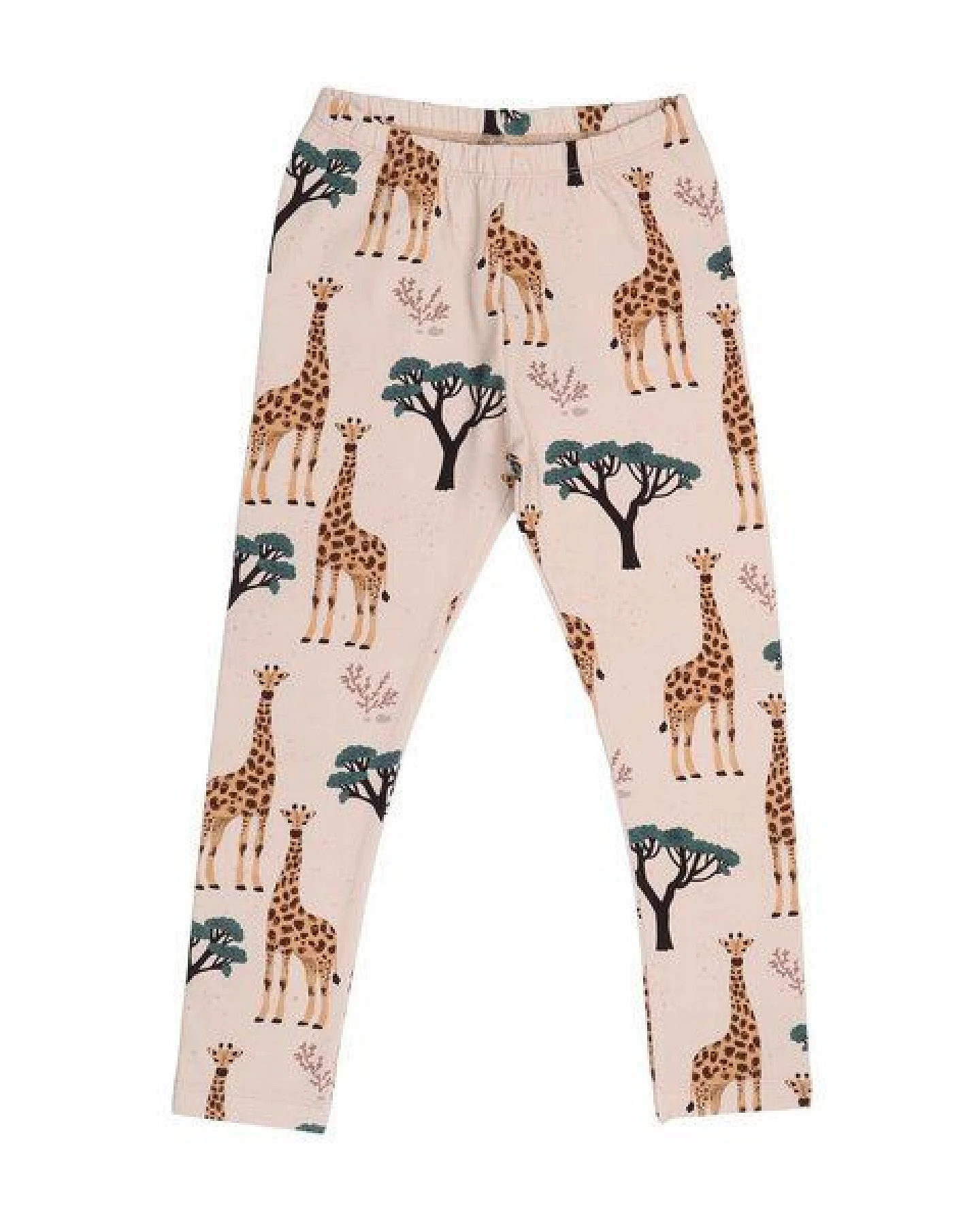Kinder Leggings GOTS zertifiziert – Beige mit Giraffenmotiv, weich & bequem – Ansicht 2