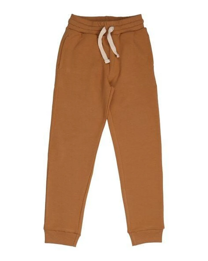 Cotokids Kinder Jogginghose GOTS-zertifiziert aus Bio-Baumwolle warmbraun mit Kordelbund – Walkiddy