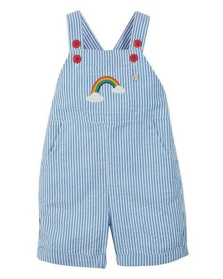 Frugi Latzhose Regenbogen blau-weiss gestreift Sommerhose