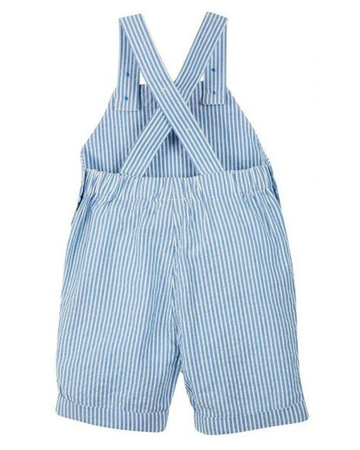 Frugi Latzhose Regenbogen blau-weiss gestreift Sommerhose – Ansicht 2