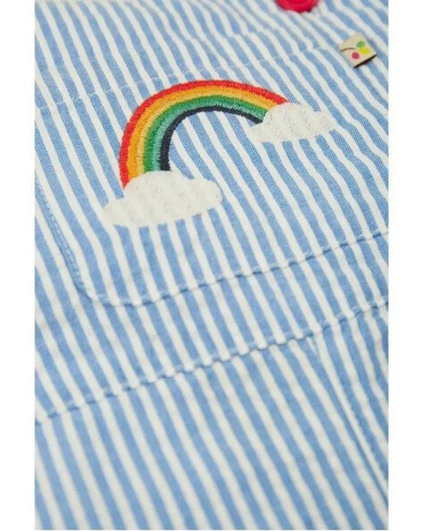 Frugi Latzhose Regenbogen blau-weiss gestreift Sommerhose – Ansicht 3