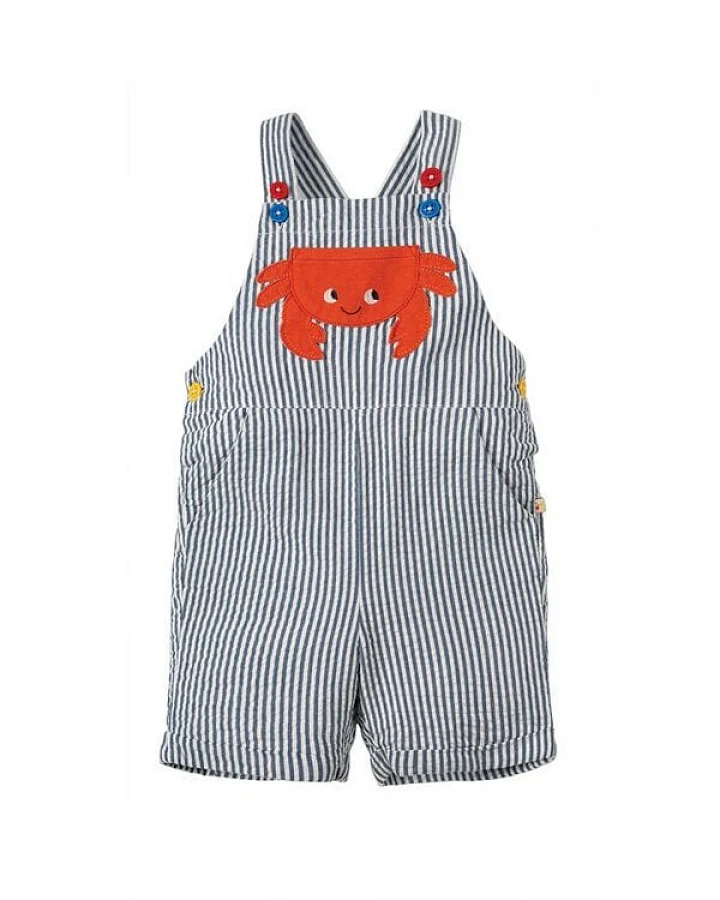 Frugi Latzhose Regenbogen blau-weiss gestreift Sommerhose