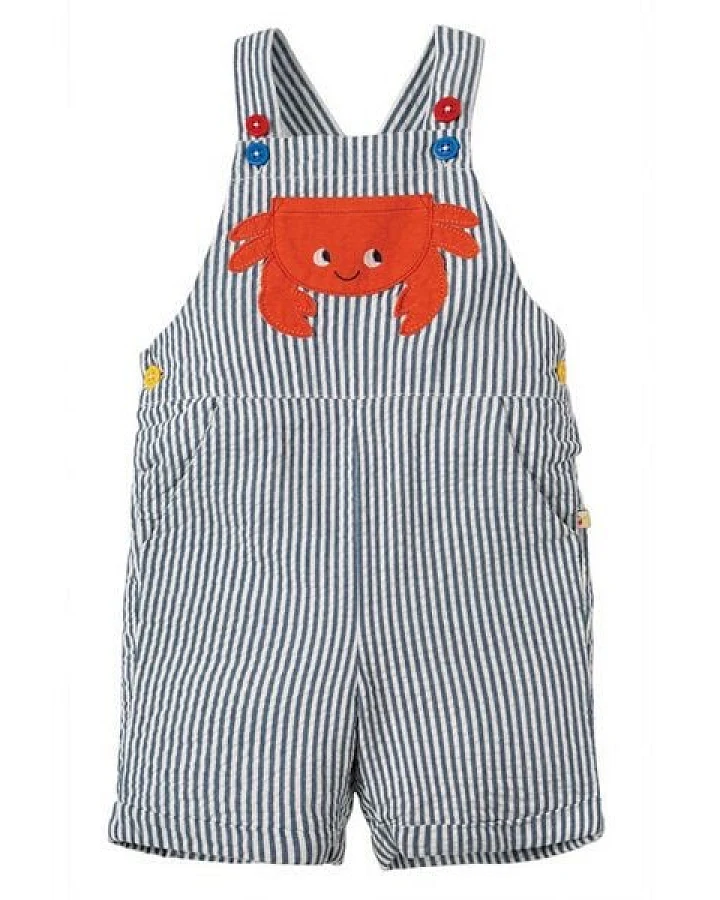 Frugi Latzhose Regenbogen blau-weiss gestreift Sommerhose