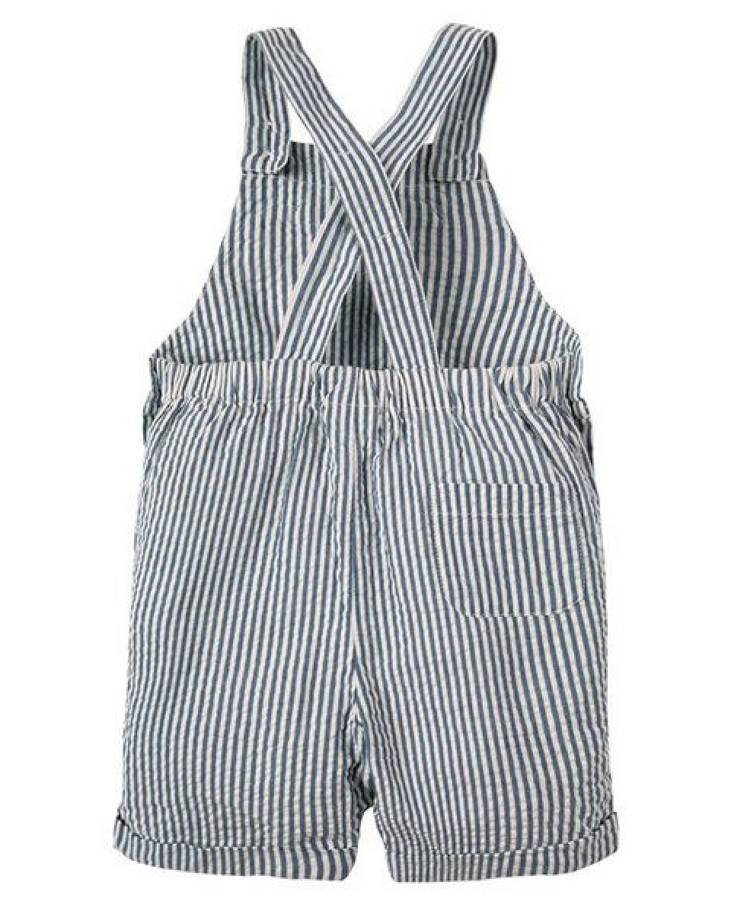Frugi Latzhose Regenbogen blau-weiss gestreift Sommerhose – Ansicht 3