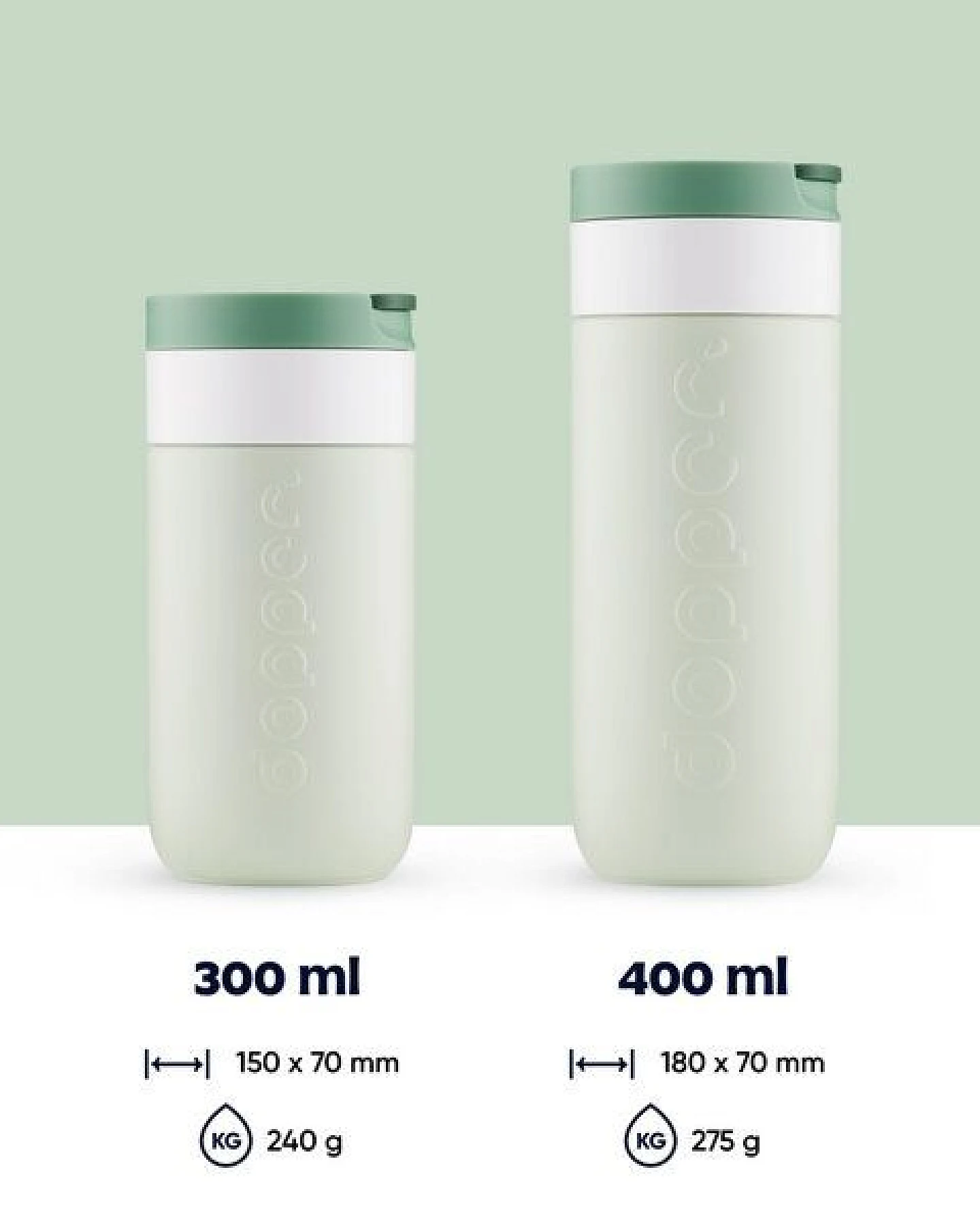 Dopper Thermobecher Travel Mug 300ml, 400ml - Auflaufsicher, kohlensäurehaltige Getränke, 6 Stunden warm / 20 kalt – Ansicht 2