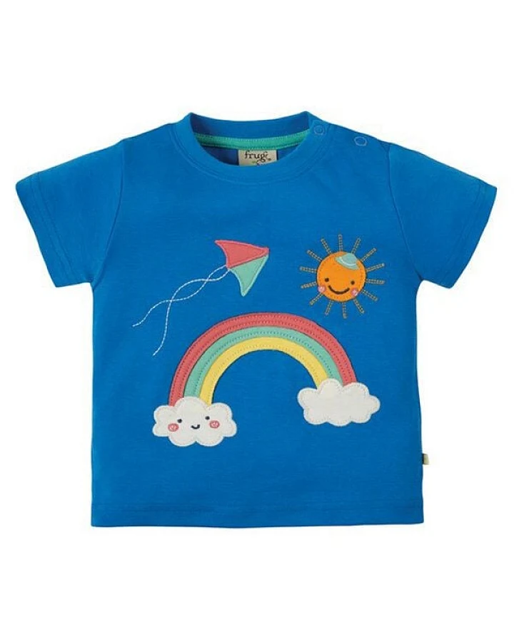 Frugi T-Shirt mit Regenbogen in blau
