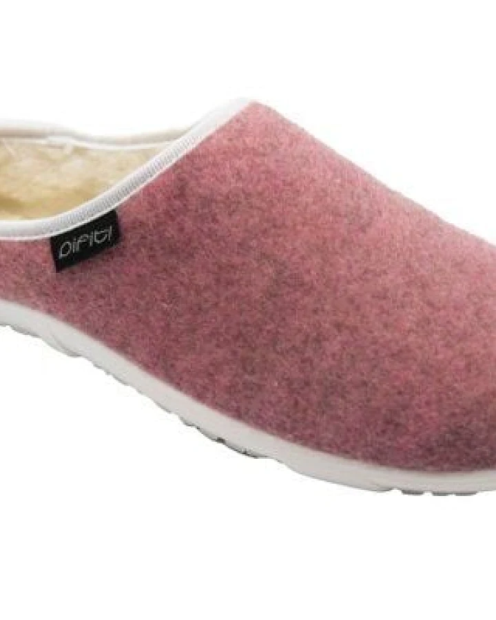 pifit! Pantoffel cosy mit Barfußgefühl aus Wollstoff, rosa, 32101-2, gefüttert mit 100% Schurwolle