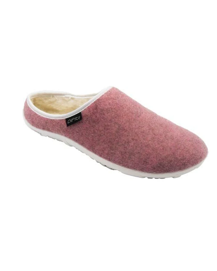 pifit! Pantoffel cosy mit Barfußgefühl aus Wollstoff, rosa, 32101-2, gefüttert mit 100% Schurwolle