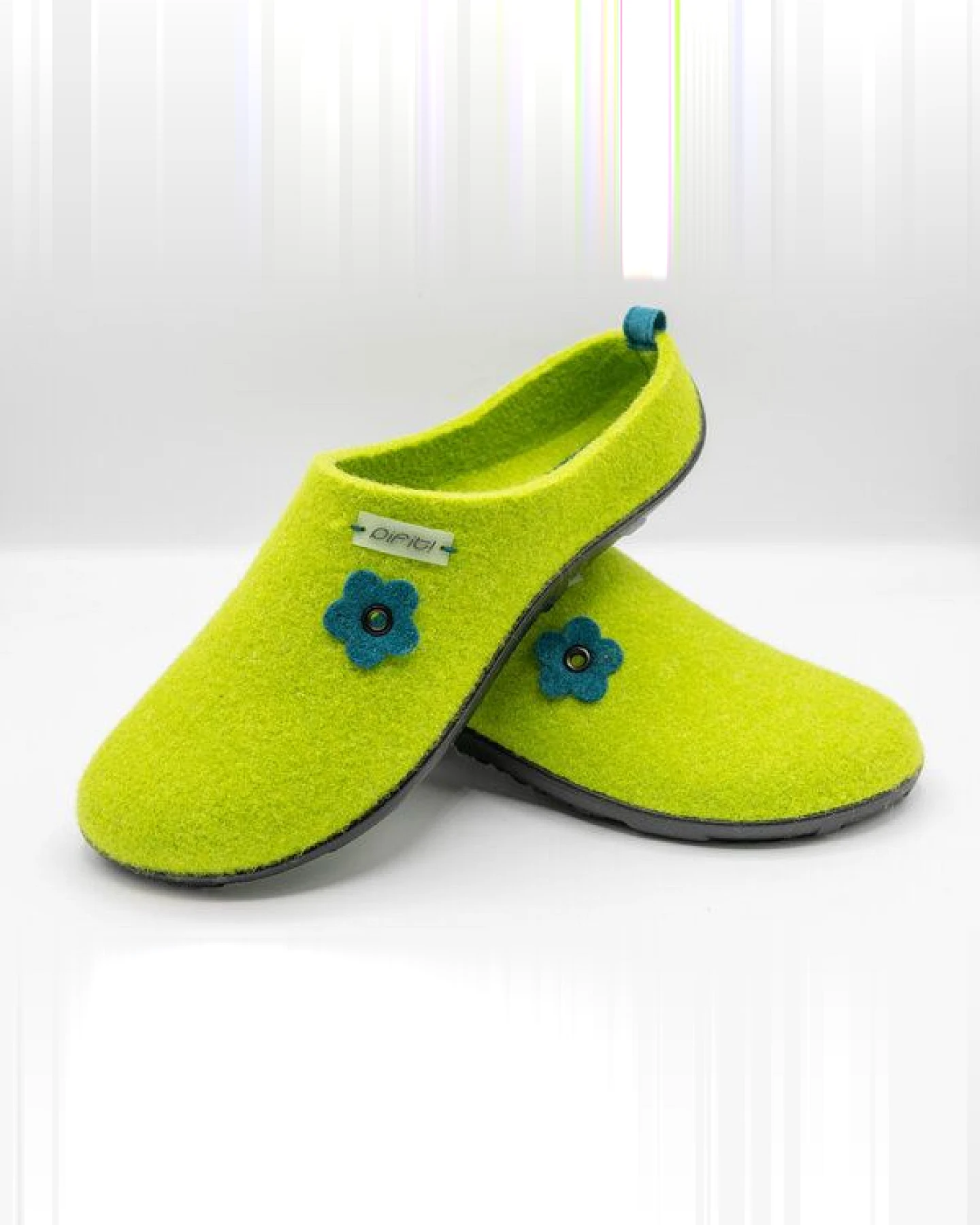 Pantoffel seasonal (Flower) mit Barfußgefühl pifit! aus hochwertigem Wollfilz, wiesengrün, 32102-1 – Ansicht 2