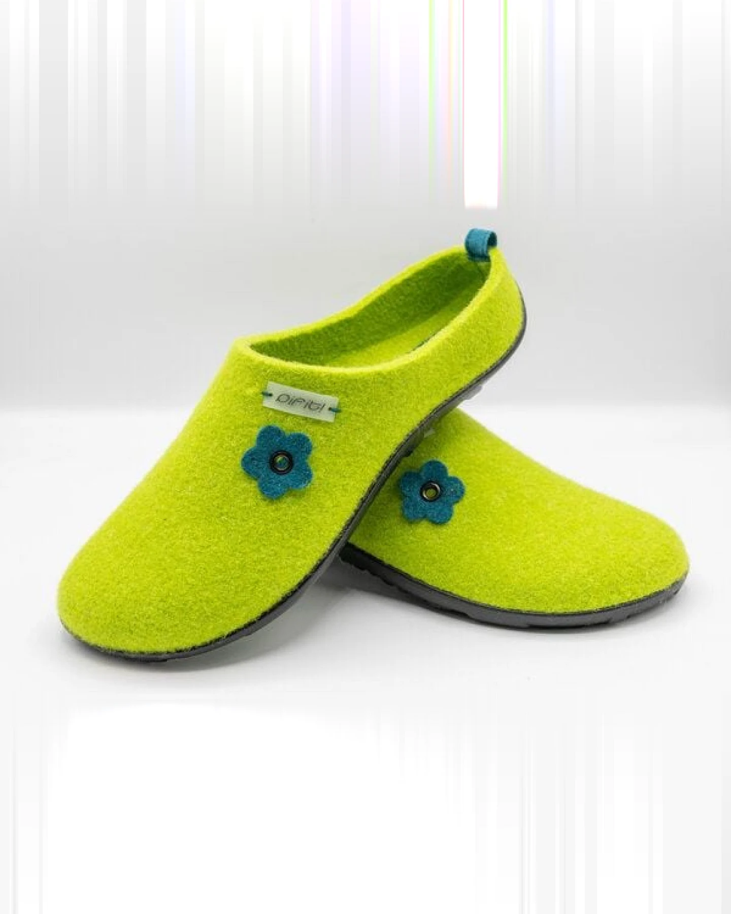 Pantoffel seasonal (Flower) mit Barfußgefühl pifit! aus hochwertigem Wollfilz, wiesengrün, 32102-1 – Ansicht 2
