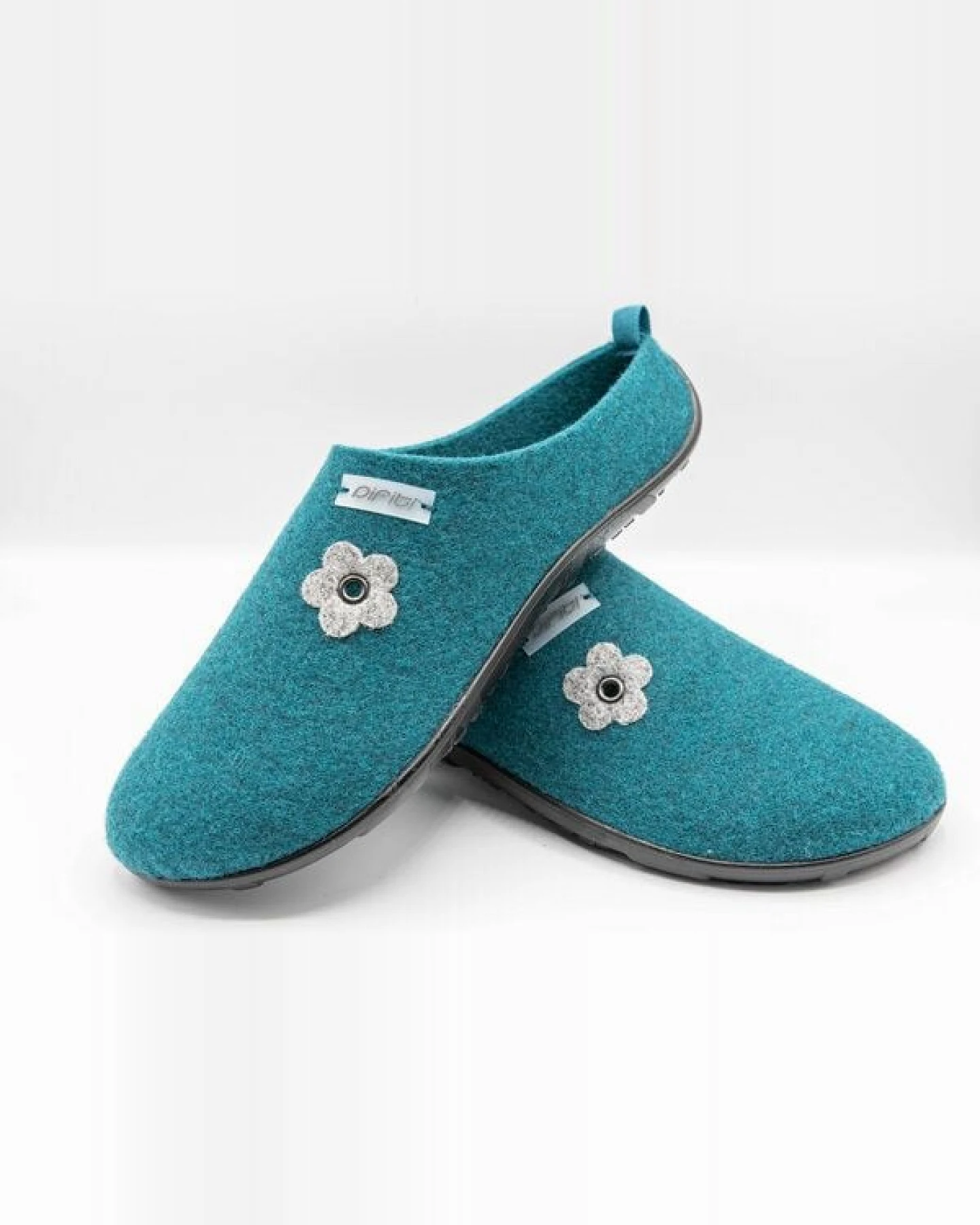 Pantoffel seasonal (Flower) mit Barfußgefühl pifit! aus hochwertigem Wollfilz, petrol, 32102-2 – Ansicht 2