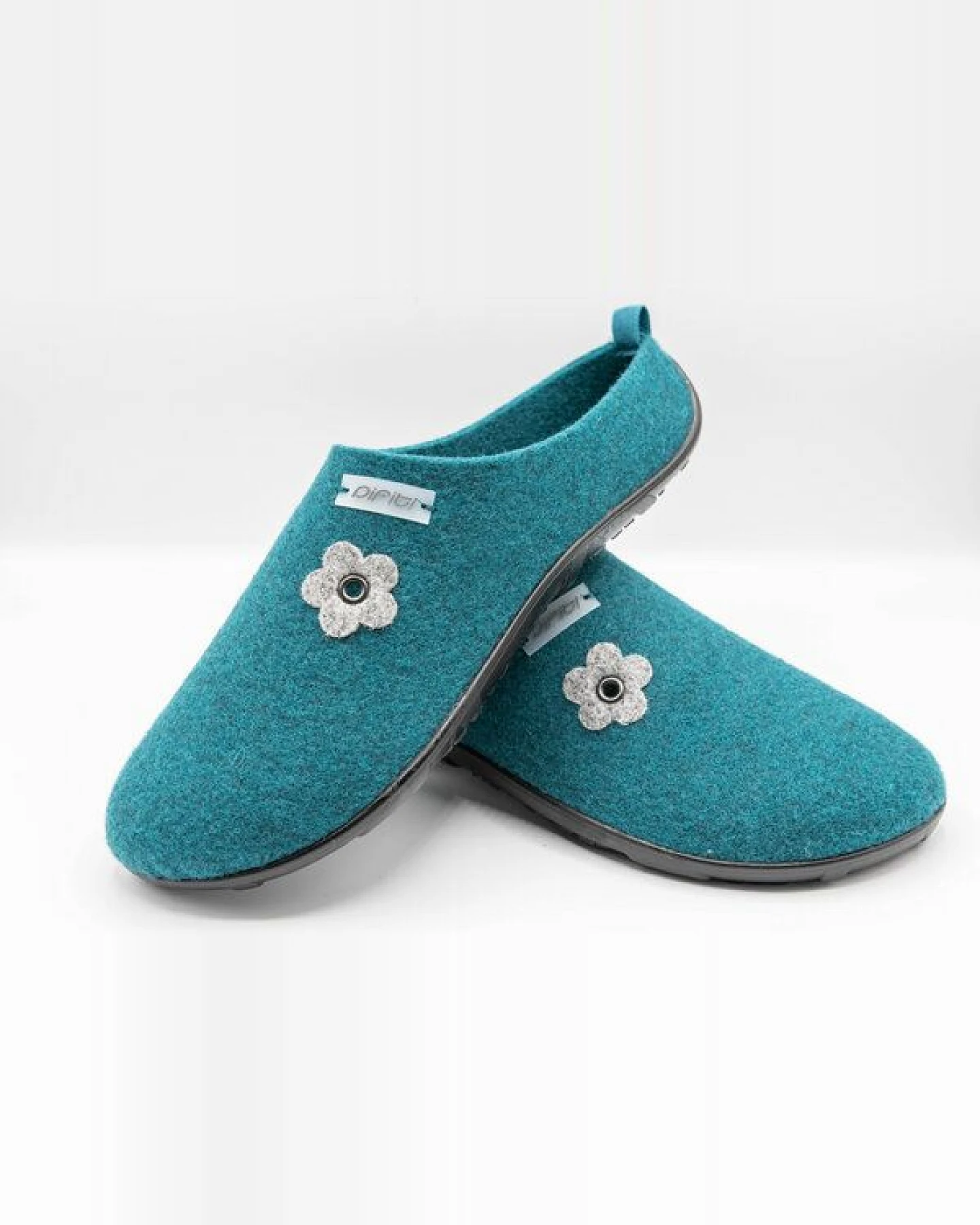 Pantoffel seasonal (Flower) mit Barfußgefühl pifit! aus hochwertigem Wollfilz, petrol, 32102-2 – Ansicht 2
