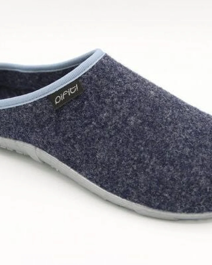 Pantoffel homey mit Barfußgefühl pifit! aus hochwertigem Wollfilz, stahlblau, 32100-1