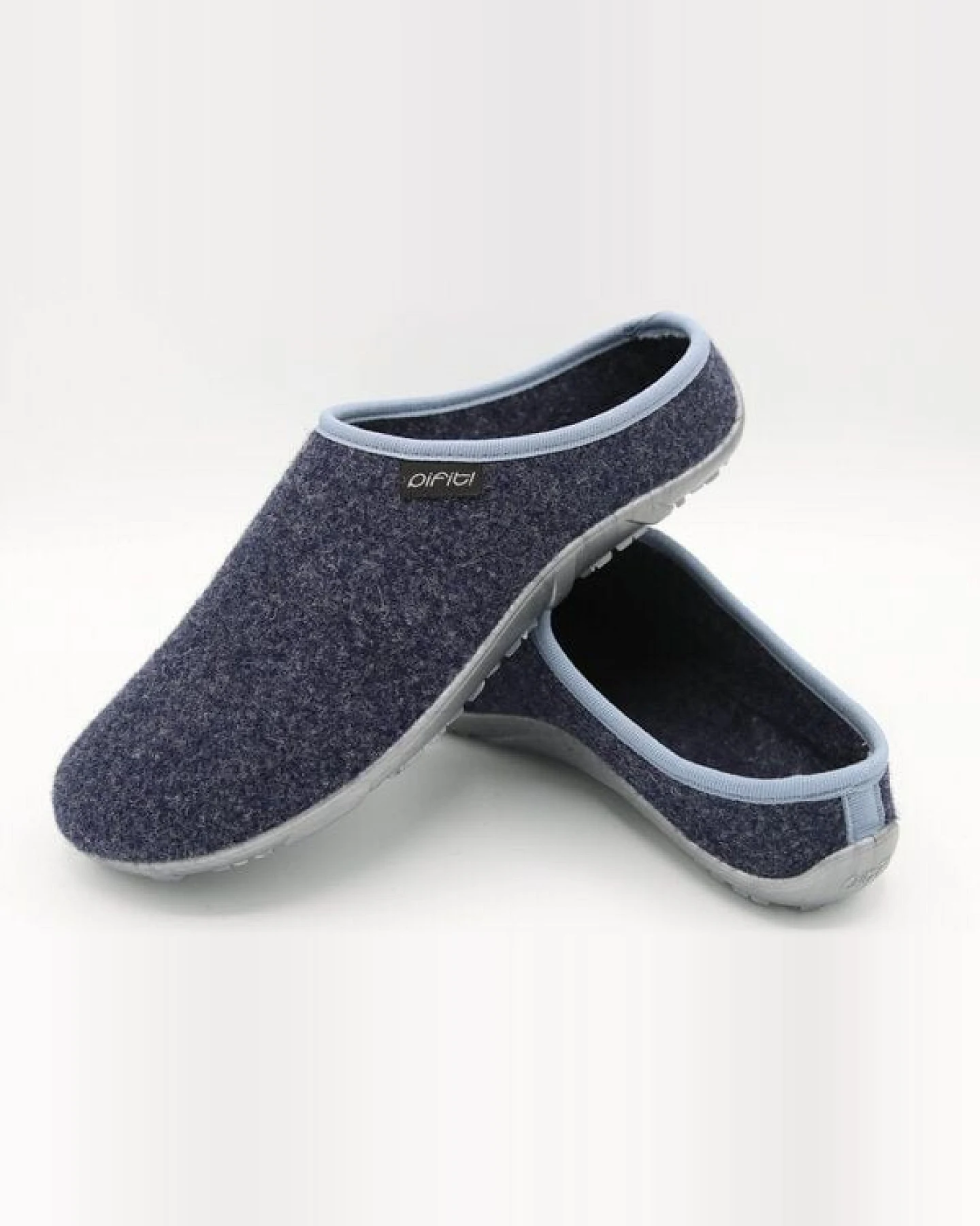 Pantoffel homey mit Barfußgefühl pifit! aus hochwertigem Wollfilz, stahlblau, 32100-1 – Ansicht 4