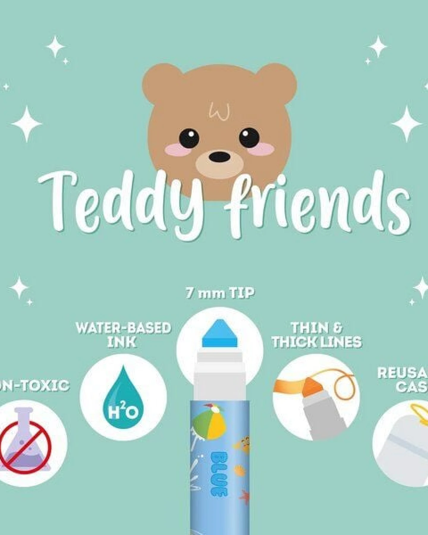 Legami Set mit 12 Filzstiften - Teddy Friends – Ansicht 3
