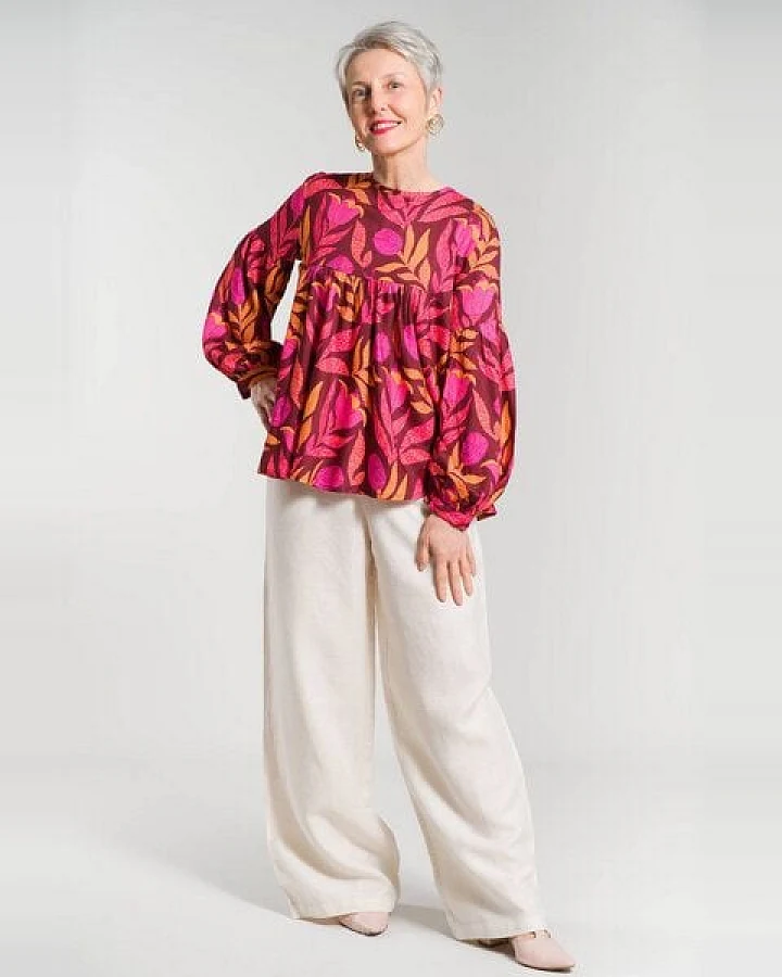 Nevice Rosa Bluse mit Furaha-Print