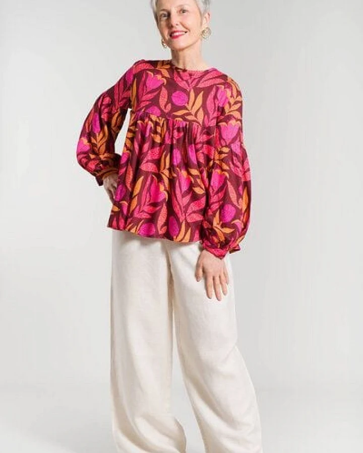 Nevice Rosa Bluse mit Furaha-Print