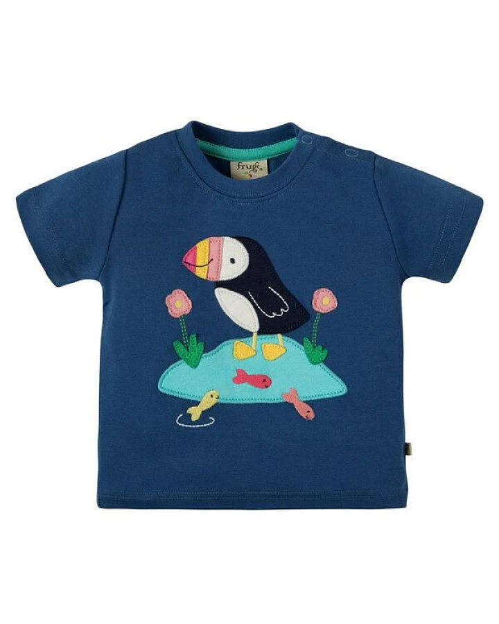 Frugi T-Shirt Papageientaucher in marineblau