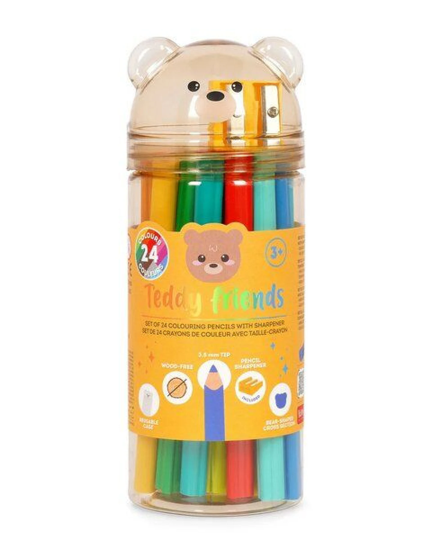 Legami Set mit 24 Buntstiften mit Anspitzer - Teddy Friends – Ansicht 2
