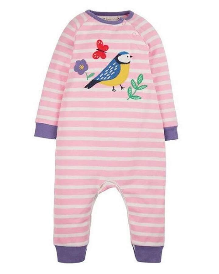 Frugi Baby-Strampler Blaumeise Schlafanzug Remy Bird