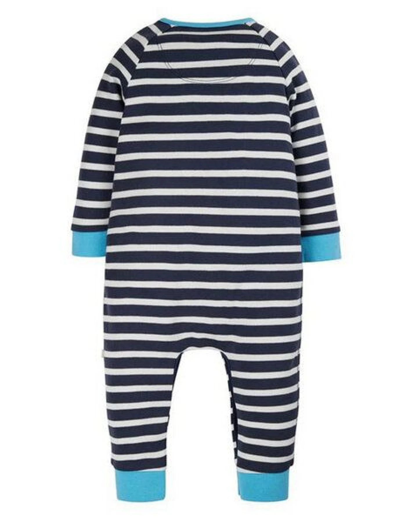 Frugi Strampler Remy Camper blau-weiß gestreift Schlafanzug – Ansicht 2