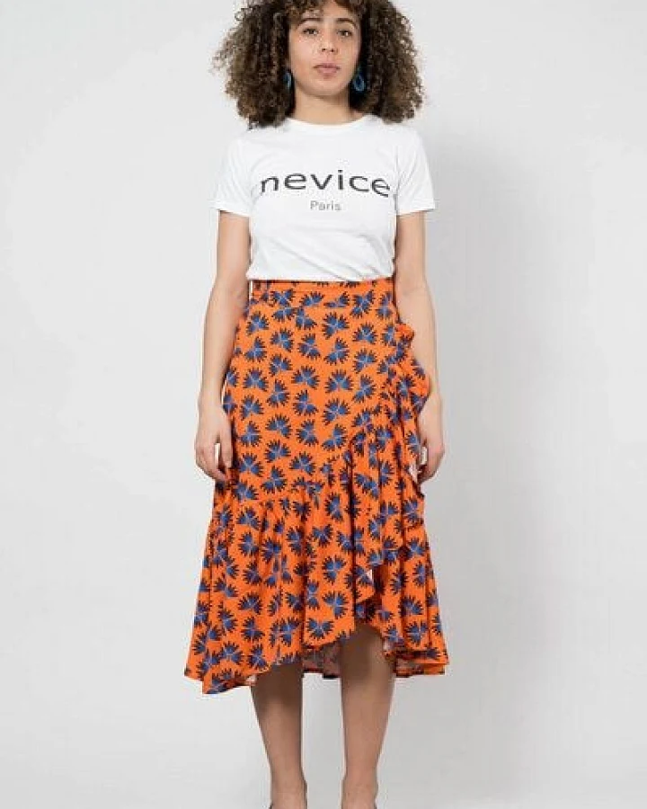 Nevice Wickelrock mit Blumenmuster in Orange