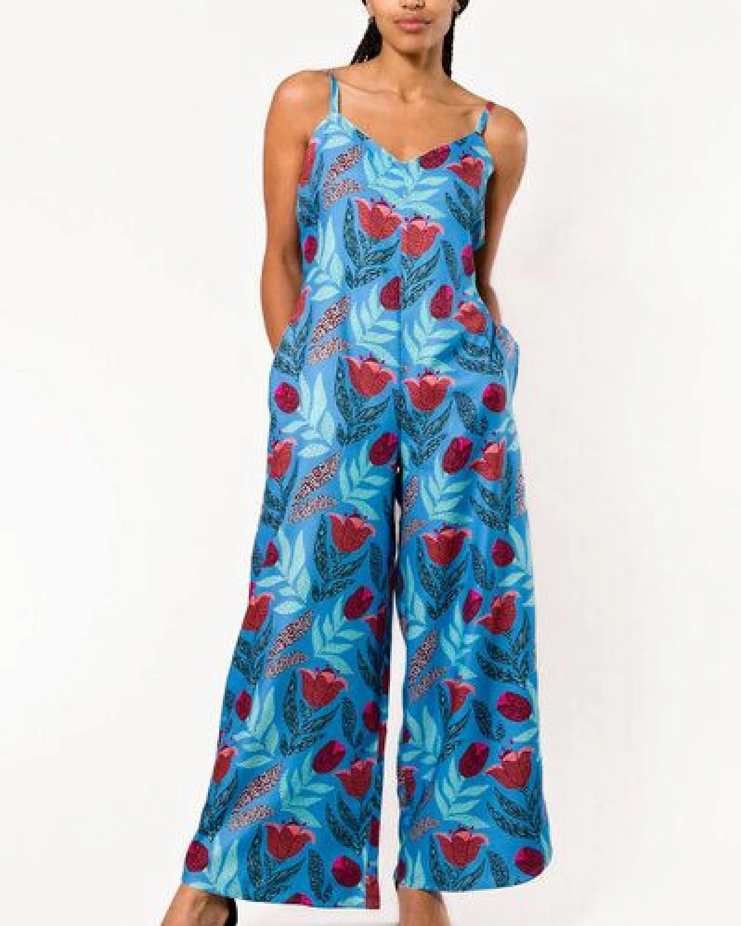 Nevice Blauer geblümter Jumpsuit – Ansicht 4