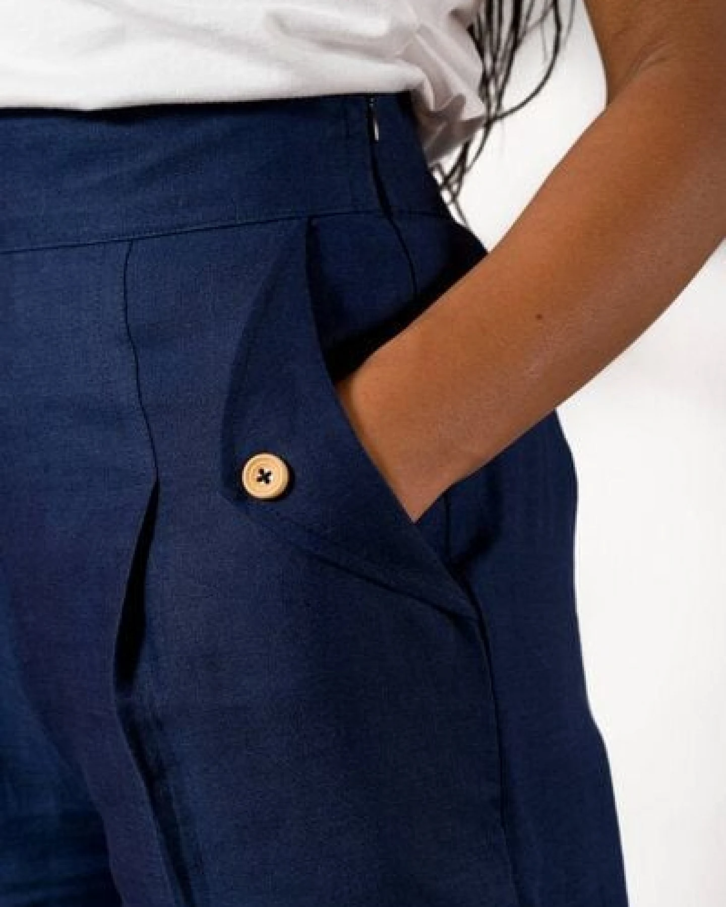 Nevice Navyblaue Leinenhose – Ansicht 2