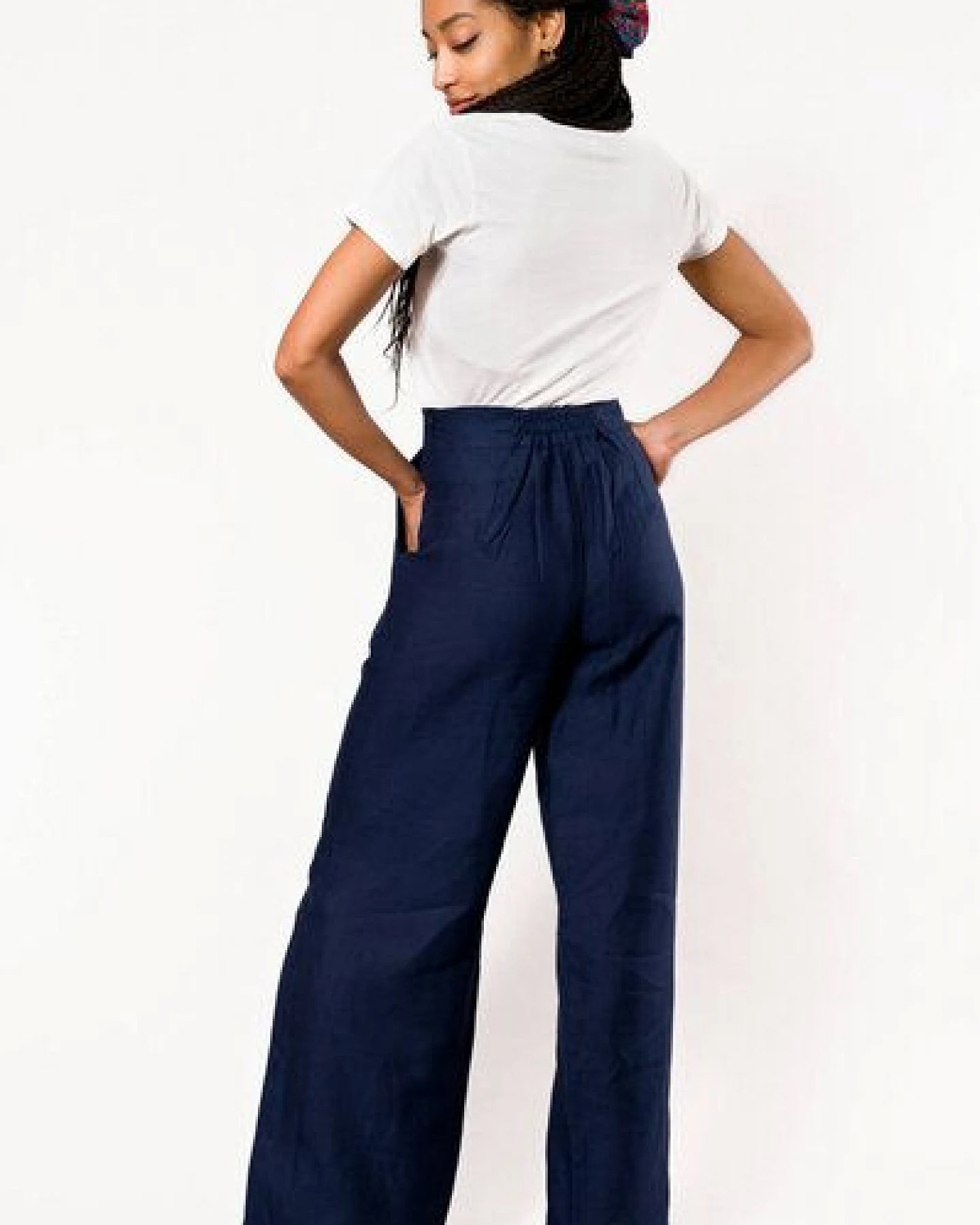 Nevice Navyblaue Leinenhose – Ansicht 4