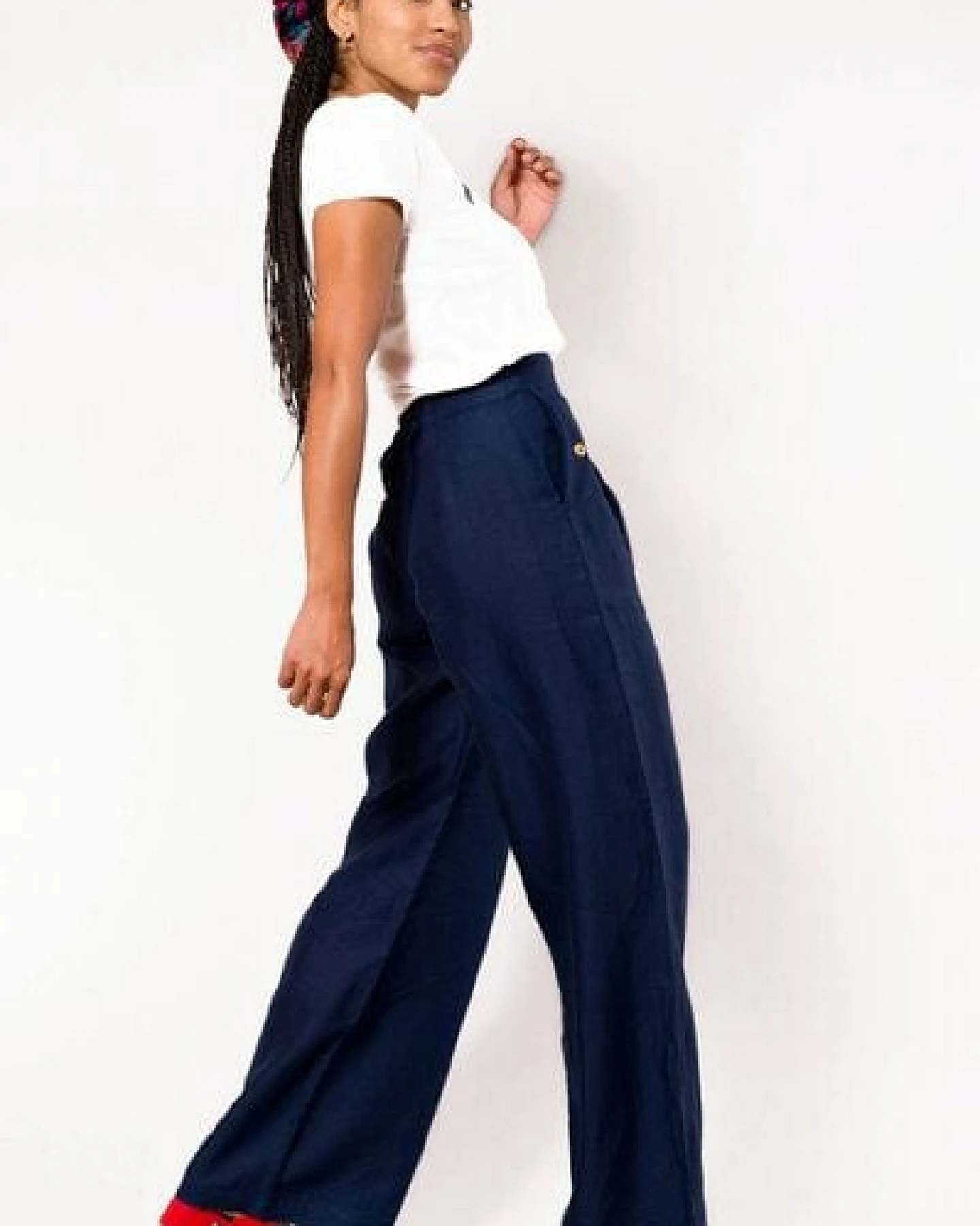 Nevice Navyblaue Leinenhose – Ansicht 3