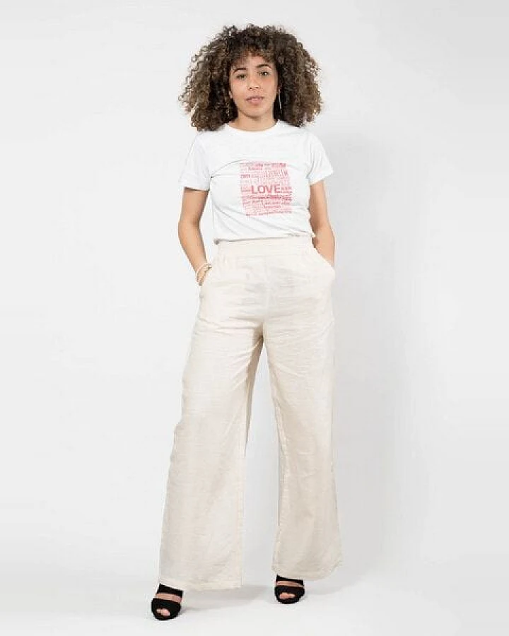 Nevice Beige Leinenhose
