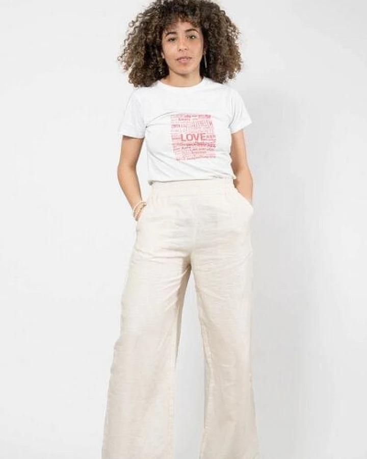 Nevice Beige Leinenhose