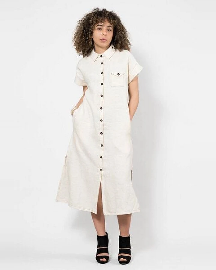 Nevice Hemdkleid aus Leinen beige