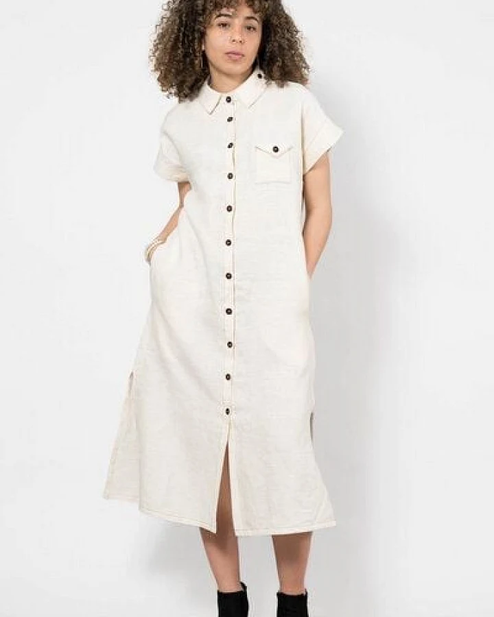 Nevice Hemdkleid aus Leinen beige