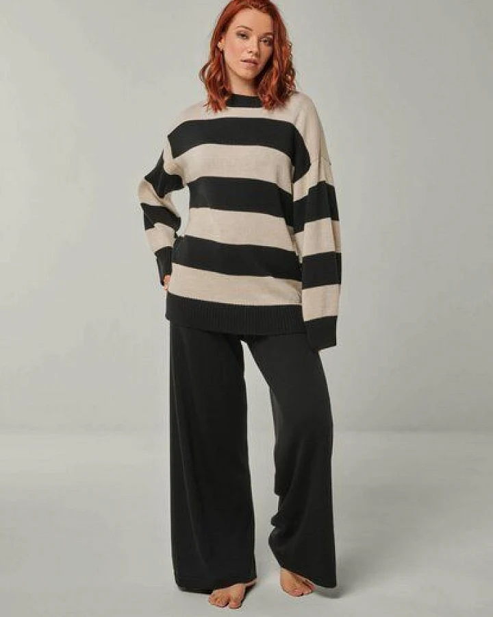 YOU LOOK PERFECT Merino Loungewear Set „Strickpullover Felia & Strickhose Frida"
