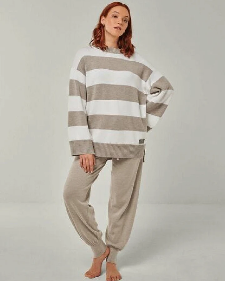 YOU LOOK PERFECT Merino Loungewear Set „Strickpullover Felia & Strickhose Bella"