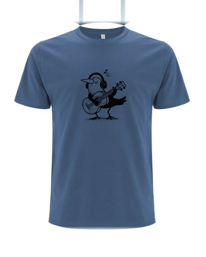 Spreecult Gitarren Vogel - Bio und Fair - Männer Unisex T-Shirt - Guitar Bird