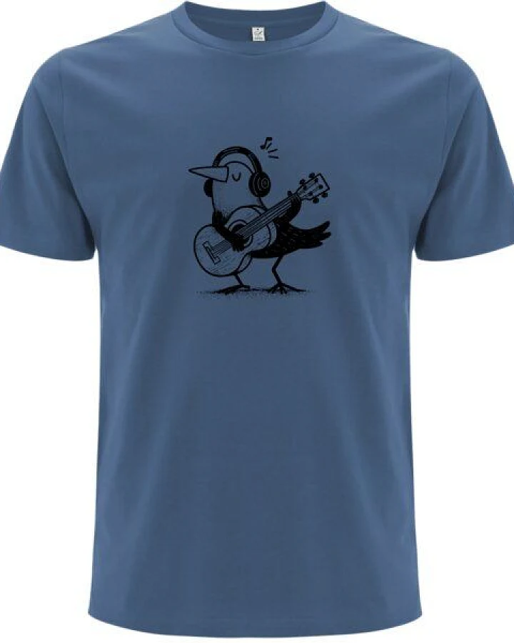 Spreecult Gitarren Vogel - Bio und Fair - Männer Unisex T-Shirt - Guitar Bird
