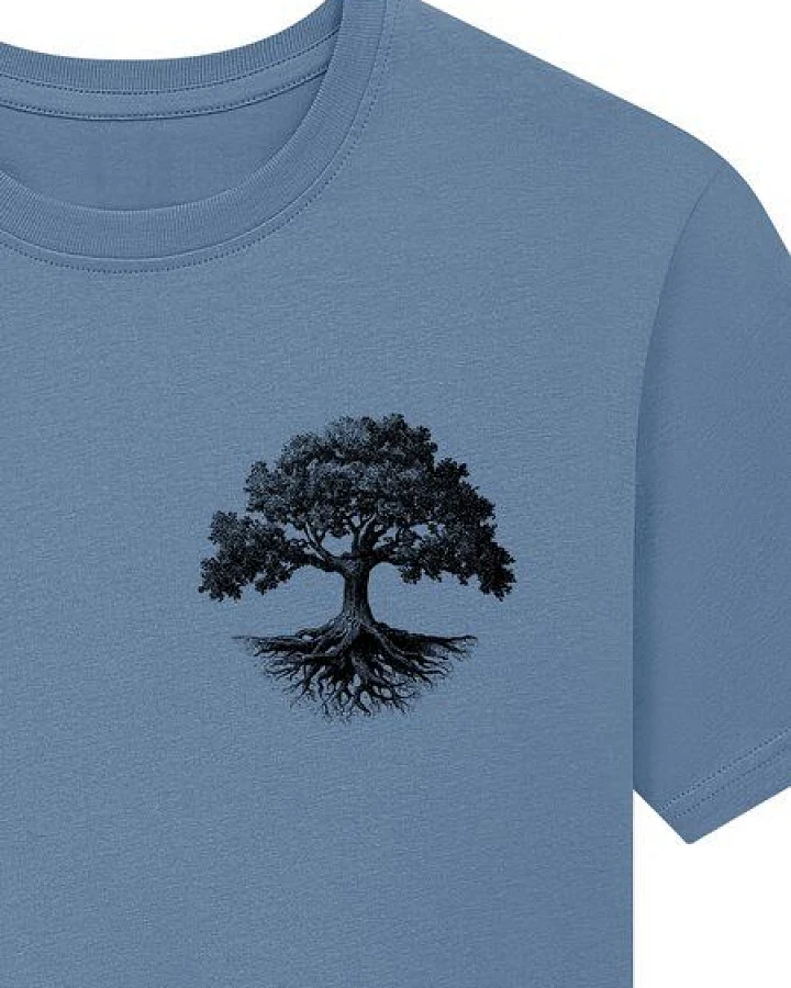 Spreecult Kleiner Baum - Bio und Fair - Männer Unisex T-Shirt - Baumwurzel