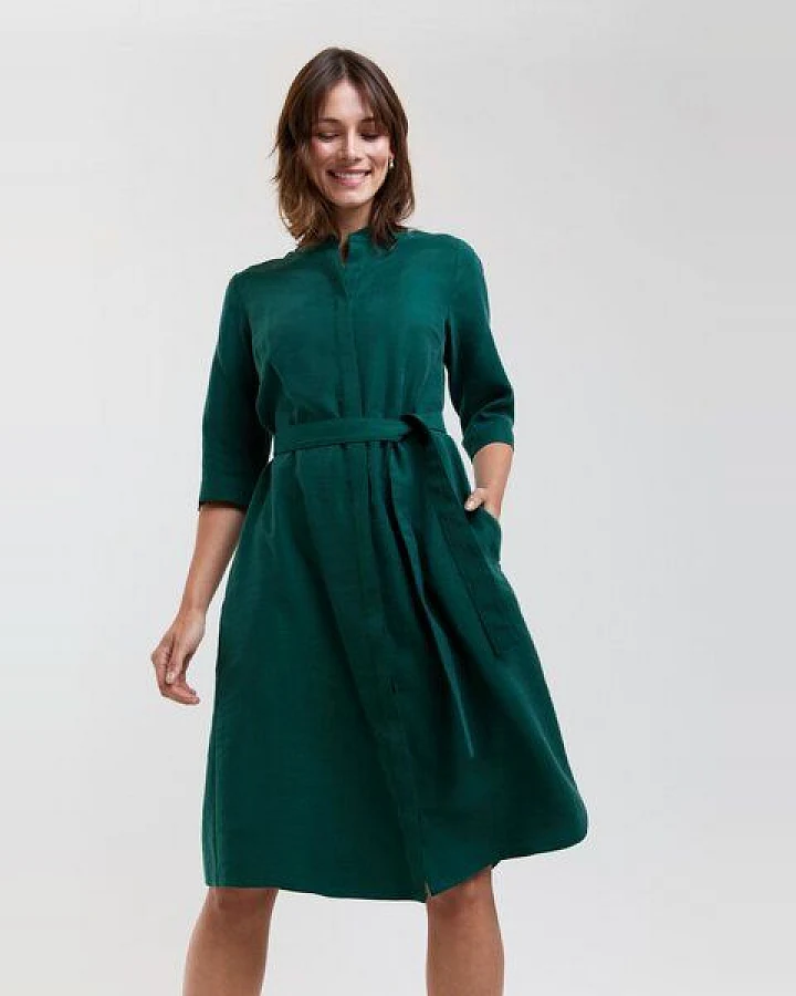 AYANI Anne Elegantes Midi Hemdblusenkleid aus TENCEL