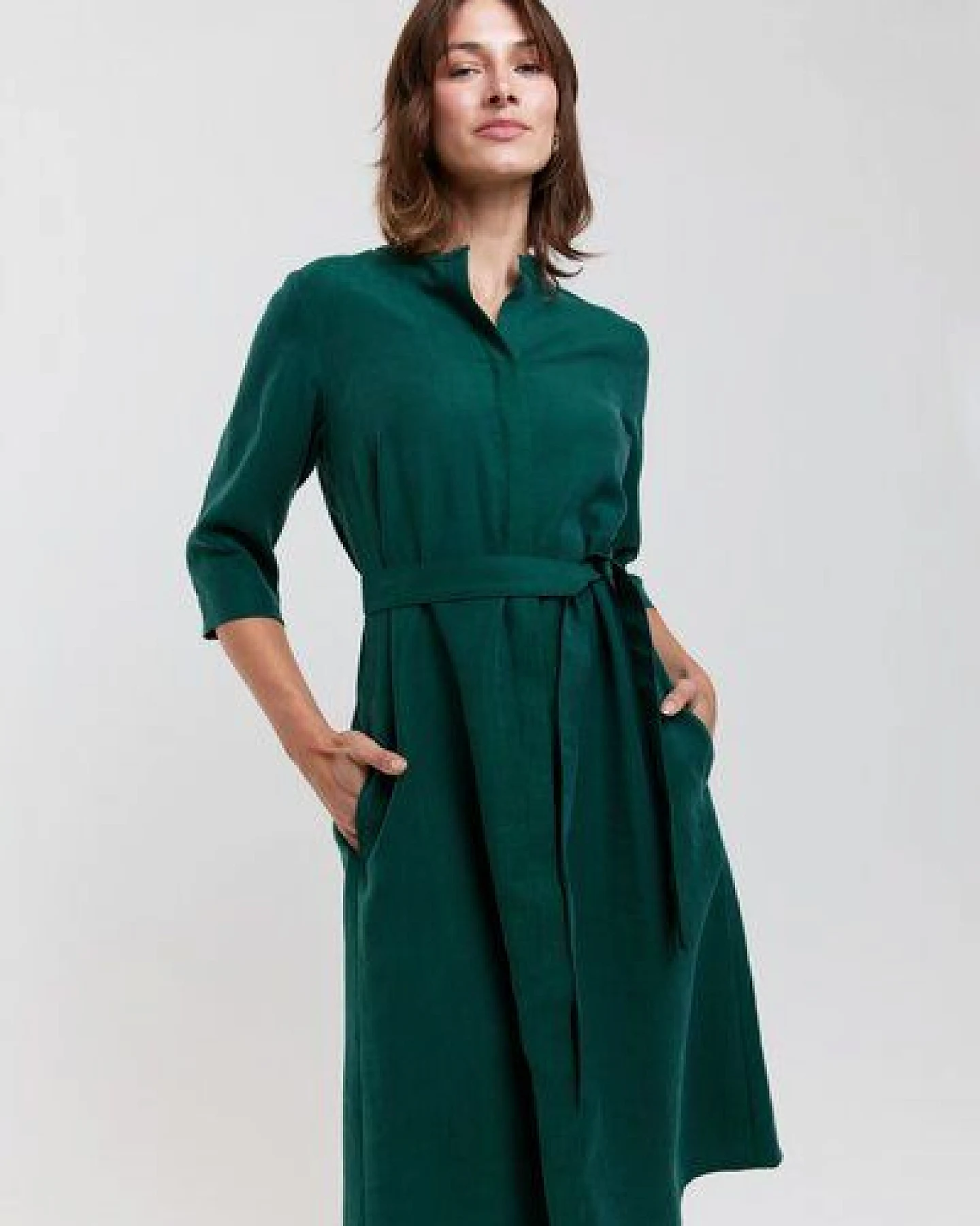 AYANI Anne Elegantes Midi Hemdblusenkleid aus TENCEL – Ansicht 4