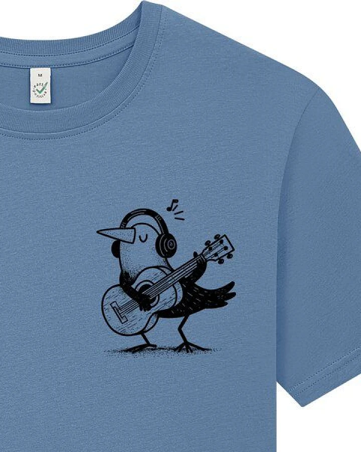 Spreecult kleiner Gitarren Vogel - Bio und Fair - Männer Unisex T-Shirt - Guitar Bird