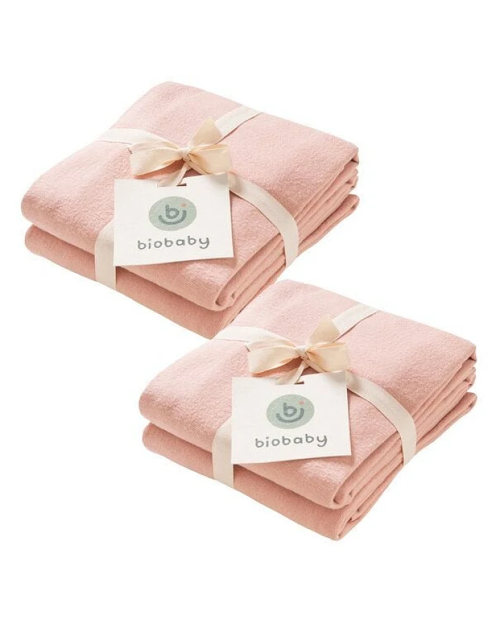 People Wear Organic Biobaby Moltondecke 2 x 2er-Pack (4 Stück), 100% Baumwolle (kbA), 80x80cm