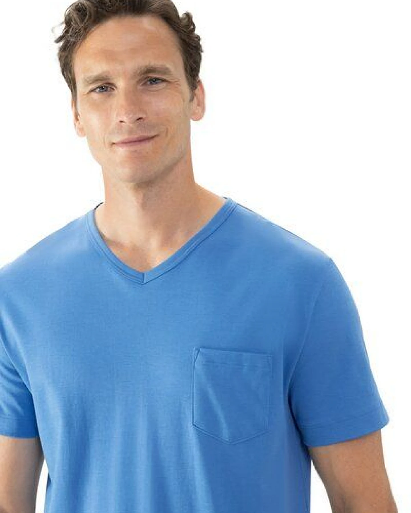 Mey Herren Schlafanzug Pyjama kurz "Micro Blue" Made-in-Green – Ansicht 3
