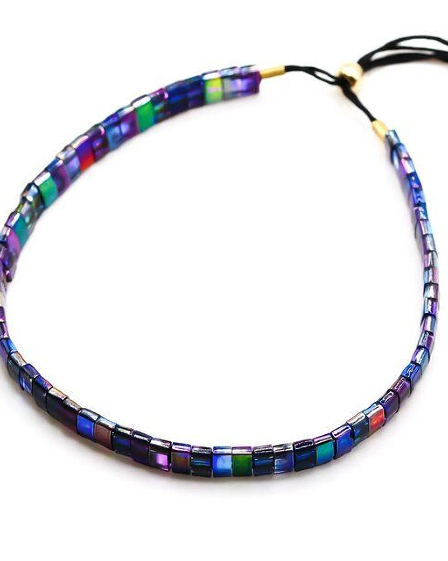 juni Blaues Perlenarmband "Mermaid" mit verstellbarer Verschluss-Schiebeperle aus recyceltem Gold oder Silber – Ansicht 2