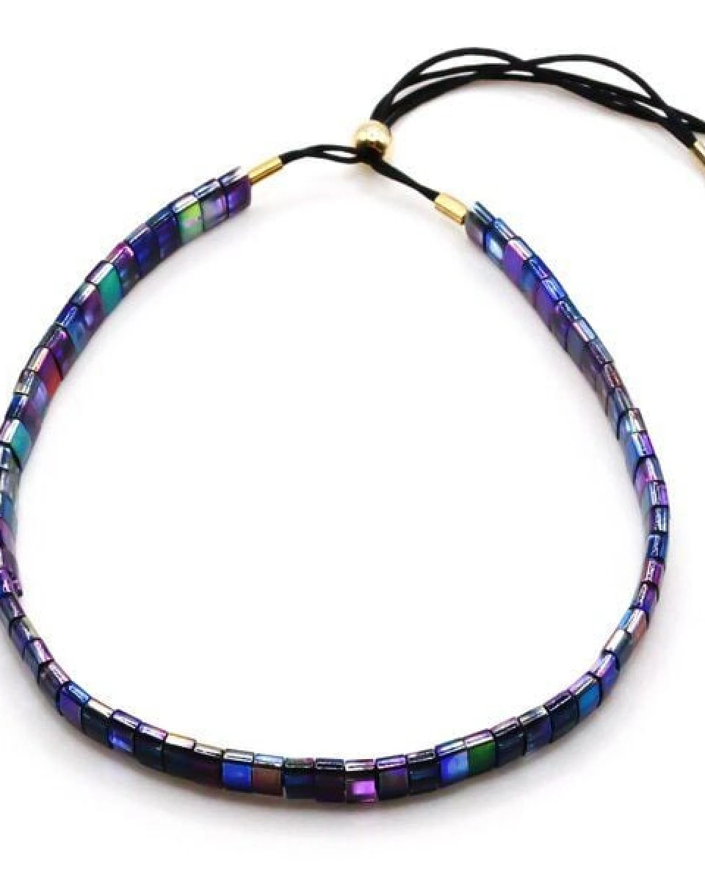 juni Blaues Perlenarmband "Mermaid" mit verstellbarer Verschluss-Schiebeperle aus recyceltem Gold oder Silber – Ansicht 4
