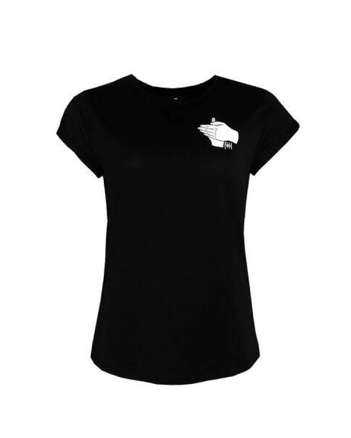 FÄDD Damen T-Shirt Rundhals Bio-Baumwolle "falschrum Fiedler" Schwarz
