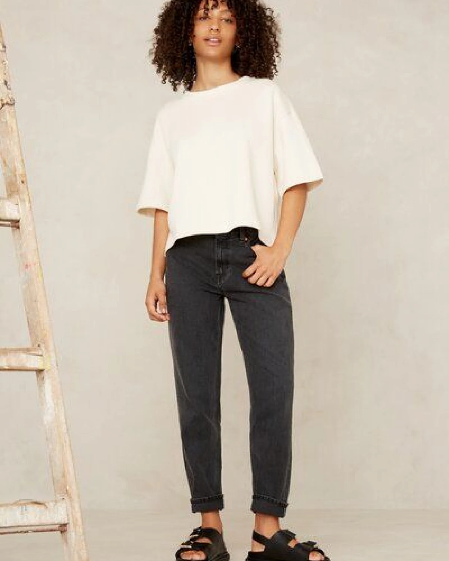 Kings Of Indigo Jeans Caroline Cropped High Rise Tapered Holo Grey Used – Ansicht 2