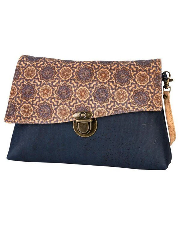 Kork-Deko Kleine blaue Kork-Clutch – vegan, mit Reißverschluss & handgefertigt
