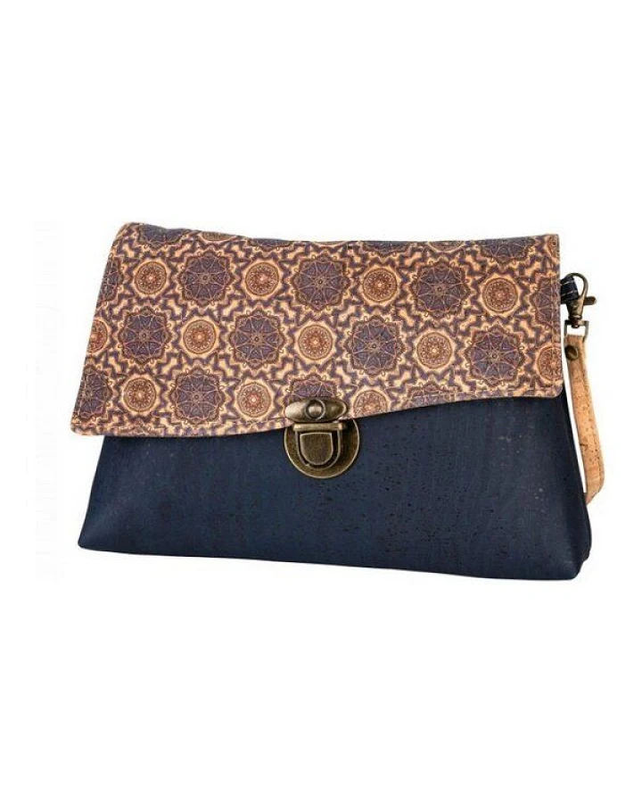 Kork-Deko Kleine blaue Kork-Clutch – vegan, mit Reißverschluss & handgefertigt